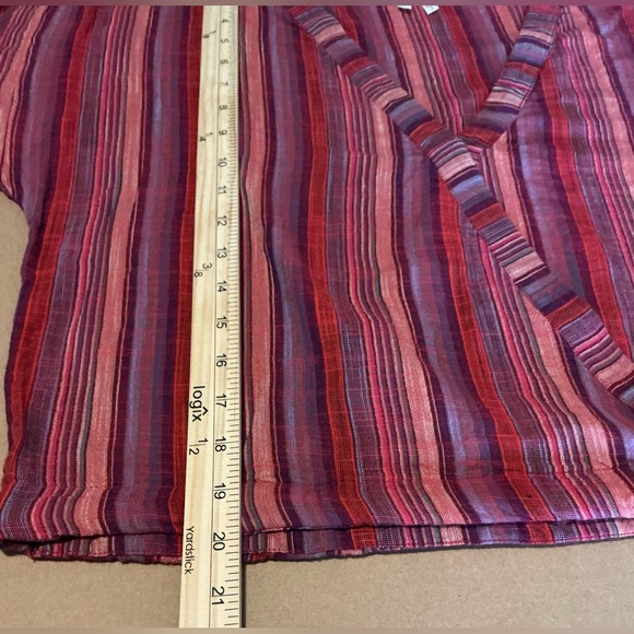 Girl Krazy Multicolor Striped Wrap Blouse red orange and purple size L - Picture 5 of 6